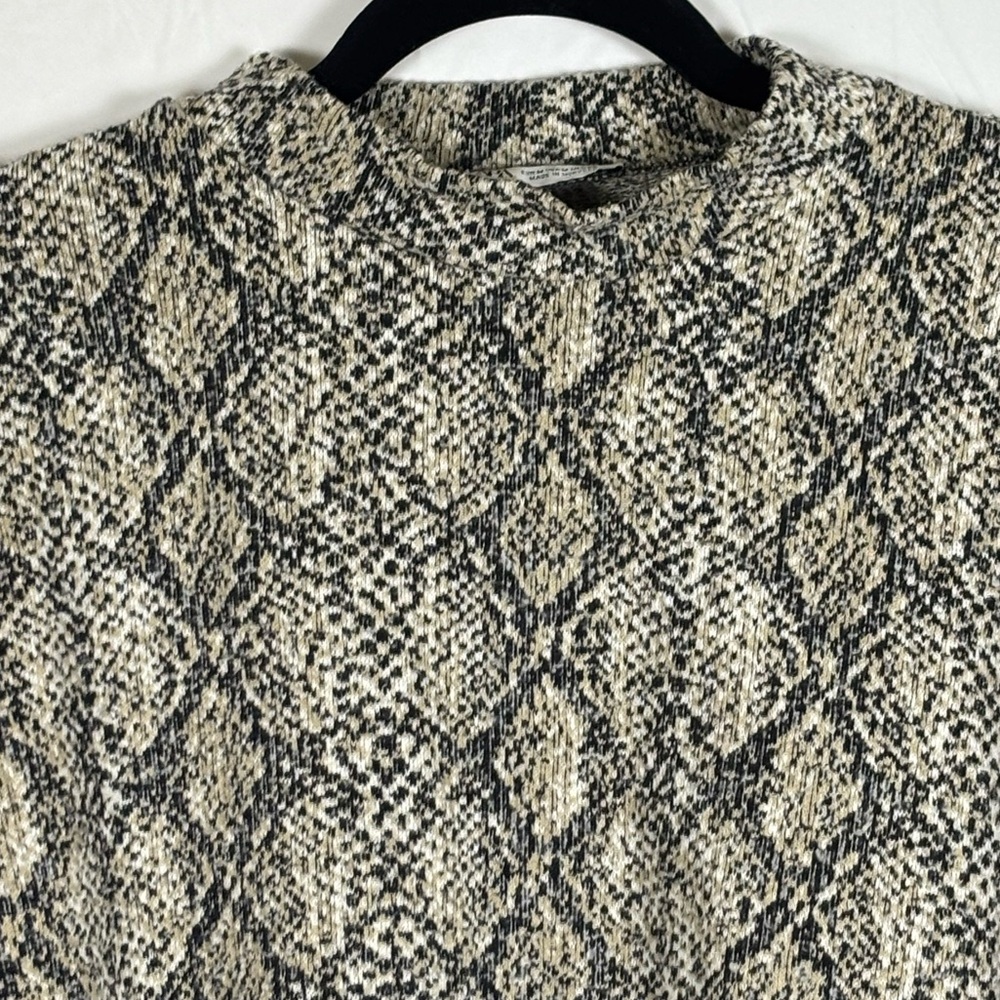Zara Black Cream Snakeskin Print Sweater- M - Picture 4 of 9